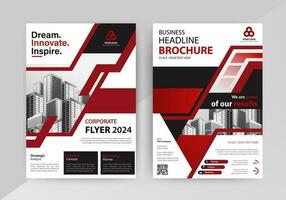 Business abstract vector template for Flyer, Brochure, Annual Report, Magazine, Poster, Corporate Presentation, Portfolio, with red and black color size A4, Front and back.