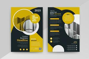 Business abstract vector template for Flyer, Brochure, Annual Report, Magazine, Poster, Corporate Presentation, Portfolio, with yellow and black color size A4, Front and back.