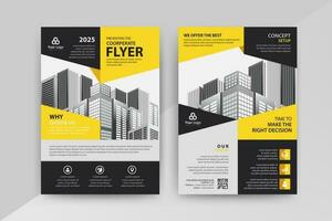 Business abstract vector template for Flyer, Brochure, Annual Report, Magazine, Poster, Corporate Presentation, Portfolio, with yellow and black color size A4, Front and back.