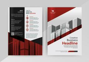 Business abstract vector template for Flyer, Brochure, Annual Report, Magazine, Poster, Corporate Presentation, Portfolio, with red and black color size A4, Front and back.