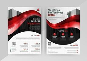 Business abstract vector template for Flyer, Brochure, Annual Report, Magazine, Poster, Corporate Presentation, Portfolio, with red and black color size A4, Front and back.