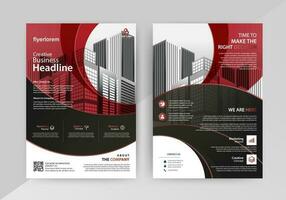 Business abstract vector template for Flyer, Brochure, Annual Report, Magazine, Poster, Corporate Presentation, Portfolio, with red and black color size A4, Front and back.