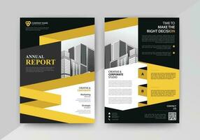 Business abstract vector template for Flyer, Brochure, Annual Report, Magazine, Poster, Corporate Presentation, Portfolio, with yellow and black color size A4, Front and back.