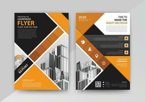 Business abstract vector template for Flyer, Brochure, Annual Report, Magazine, Poster, Corporate Presentation, Portfolio, with yellow and black color size A4, Front and back.