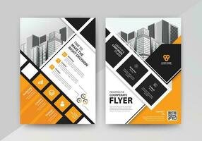 Business abstract vector template for Flyer, Brochure, Annual Report, Magazine, Poster, Corporate Presentation, Portfolio, with yellow and black color size A4, Front and back.