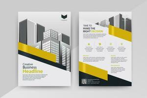 Business abstract vector template for Flyer, Brochure, Annual Report, Magazine, Poster, Corporate Presentation, Portfolio, with yellow and black color size A4, Front and back.