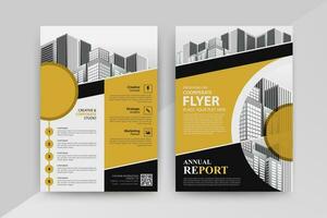 Business abstract vector template for Flyer, Brochure, Annual Report, Magazine, Poster, Corporate Presentation, Portfolio, with yellow and black color size A4, Front and back.