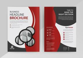 Business abstract vector template for Flyer, Brochure, Annual Report, Magazine, Poster, Corporate Presentation, Portfolio, with red and black color size A4, Front and back.