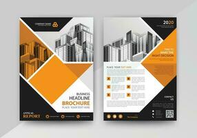 Business abstract vector template for Flyer, Brochure, Annual Report, Magazine, Poster, Corporate Presentation, Portfolio, with yellow and black color size A4, Front and back.