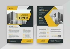 Business abstract vector template for Flyer, Brochure, Annual Report, Magazine, Poster, Corporate Presentation, Portfolio, with yellow and black color size A4, Front and back.