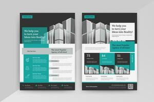 Business abstract vector template for Flyer, Brochure, Annual Report, Magazine, Poster, Corporate Presentation, Portfolio, with cyan and black color size A4, Front and back.