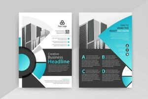 Business abstract vector template for Flyer, Brochure, Annual Report, Magazine, Poster, Corporate Presentation, Portfolio, with blue and black color size A4, Front and back.