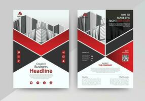 Business abstract vector template for Flyer, Brochure, Annual Report, Magazine, Poster, Corporate Presentation, Portfolio, with red and black color size A4, Front and back.