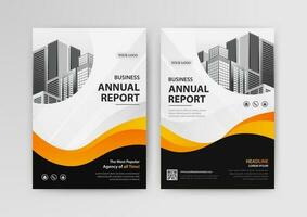 Business abstract vector template for Flyer, Brochure, Annual Report, Magazine, Poster, Corporate Presentation, Portfolio, with yellow and black color size A4, Front and back. Vector