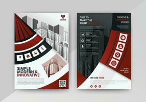 Business abstract vector template for Flyer, Brochure, Annual Report, Magazine, Poster, Corporate Presentation, Portfolio, with red and black color size A4, Front and back.