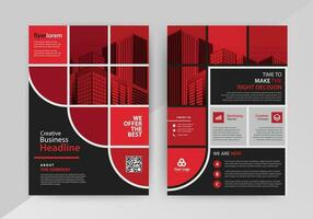 Business abstract vector template for Flyer, Brochure, Annual Report, Magazine, Poster, Corporate Presentation, Portfolio, with red and black color size A4, Front and back.