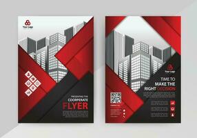 Business abstract vector template for Flyer, Brochure, Annual Report, Magazine, Poster, Corporate Presentation, Portfolio, with red and black color size A4, Front and back.