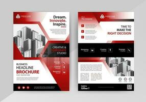 Business abstract vector template for Flyer, Brochure, Annual Report, Magazine, Poster, Corporate Presentation, Portfolio, with red and black color size A4, Front and back.