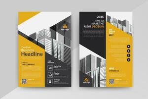 Business abstract vector template for Flyer, Brochure, Annual Report, Magazine, Poster, Corporate Presentation, Portfolio, with yellow and black color size A4, Front and back.