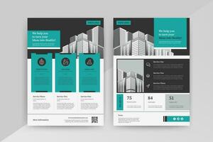 Business abstract vector template for Flyer, Brochure, Annual Report, Magazine, Poster, Corporate Presentation, Portfolio, with cyan and black color size A4, Front and back.