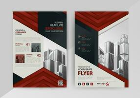 Business abstract vector template for Flyer, Brochure, Annual Report, Magazine, Poster, Corporate Presentation, Portfolio, with red and black color size A4, Front and back.