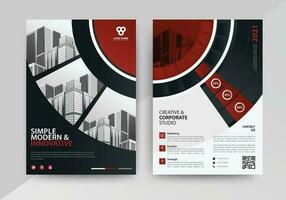 Business abstract vector template for Flyer, Brochure, Annual Report, Magazine, Poster, Corporate Presentation, Portfolio, with red and black color size A4, Front and back.