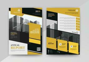 Business abstract vector template for Flyer, Brochure, Annual Report, Magazine, Poster, Corporate Presentation, Portfolio, with yellow and black color size A4, Front and back.