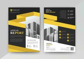 Business abstract vector template for Flyer, Brochure, Annual Report, Magazine, Poster, Corporate Presentation, Portfolio, with yellow and black color size A4, Front and back.