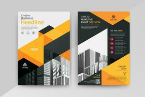 Business abstract vector template for Flyer, Brochure, Annual Report, Magazine, Poster, Corporate Presentation, Portfolio, with yellow and black color size A4, Front and back.