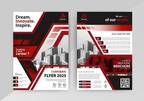 Business abstract vector template for Flyer, Brochure, Annual Report, Magazine, Poster, Corporate Presentation, Portfolio, with red and black color size A4, Front and back.