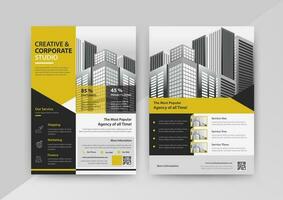 Business abstract vector template for Flyer, Brochure, Annual Report, Magazine, Poster, Corporate Presentation, Portfolio, with yellow and black color size A4, Front and back.