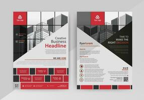 Business abstract vector template for Flyer, Brochure, Annual Report, Magazine, Poster, Corporate Presentation, Portfolio, with red and black color size A4, Front and back.