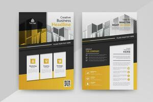 Business abstract vector template for Flyer, Brochure, Annual Report, Magazine, Poster, Corporate Presentation, Portfolio, with yellow and black color size A4, Front and back.