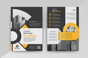 Business abstract vector template for Flyer, Brochure, Annual Report, Magazine, Poster, Corporate Presentation, Portfolio, with yellow and black color size A4, Front and back.