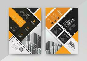 Business abstract vector template for Flyer, Brochure, Annual Report, Magazine, Poster, Corporate Presentation, Portfolio, with yellow and black color size A4, Front and back.