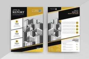 Business abstract vector template for Flyer, Brochure, Annual Report, Magazine, Poster, Corporate Presentation, Portfolio, with yellow and black color size A4, Front and back.