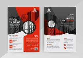 Business abstract vector template for Flyer, Brochure, Annual Report, Magazine, Poster, Corporate Presentation, Portfolio, with red and black color size A4, Front and back.