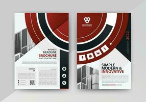 Business abstract vector template for Flyer, Brochure, Annual Report, Magazine, Poster, Corporate Presentation, Portfolio, with red and black color size A4, Front and back.