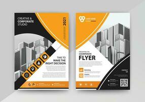 Business abstract vector template for Flyer, Brochure, Annual Report, Magazine, Poster, Corporate Presentation, Portfolio, with yellow and black color size A4, Front and back.