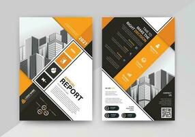 Business abstract vector template for Flyer, Brochure, Annual Report, Magazine, Poster, Corporate Presentation, Portfolio, with yellow and black color size A4, Front and back.