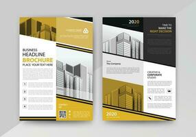 Business abstract vector template for Flyer, Brochure, Annual Report, Magazine, Poster, Corporate Presentation, Portfolio, with yellow and black color size A4, Front and back.