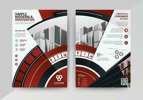 Business abstract vector template for Flyer, Brochure, Annual Report, Magazine, Poster, Corporate Presentation, Portfolio, with red and black color size A4, Front and back.