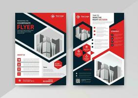 Business abstract vector template for Flyer, Brochure, Annual Report, Magazine, Poster, Corporate Presentation, Portfolio, with red and black color size A4, Front and back.