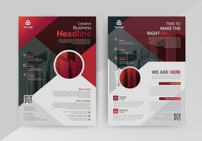 Business abstract vector template for Flyer, Brochure, Annual Report, Magazine, Poster, Corporate Presentation, Portfolio, with red and black color size A4, Front and back.