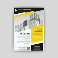 Business abstract vector template for Flyer, Brochure, Annual Report, Magazine, Poster, Corporate Presentation, Portfolio, with yellow and black color size A4, Front and back.