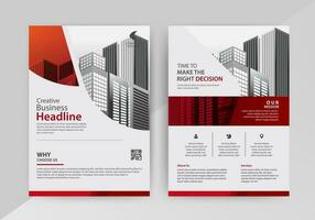 Business abstract vector template for Flyer, Brochure, Annual Report, Magazine, Poster, Corporate Presentation, Portfolio, with red and black color size A4, Front and back.