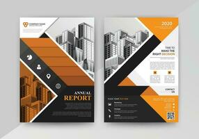 Business abstract vector template for Flyer, Brochure, Annual Report, Magazine, Poster, Corporate Presentation, Portfolio, with yellow and black color size A4, Front and back.