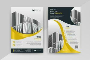 Business abstract vector template for Flyer, Brochure, Annual Report, Magazine, Poster, Corporate Presentation, Portfolio, with yellow and black color size A4, Front and back.