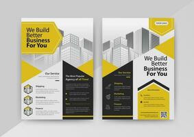 Business abstract vector template for Flyer, Brochure, Annual Report, Magazine, Poster, Corporate Presentation, Portfolio, with yellow and black color size A4, Front and back.