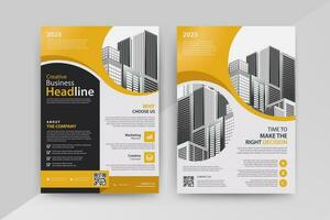 Business abstract vector template for Flyer, Brochure, Annual Report, Magazine, Poster, Corporate Presentation, Portfolio, with yellow and black color size A4, Front and back.